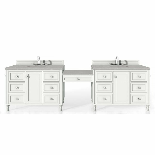 James Martin Vanities Copper Cove Encore 122in Double Vanity Set, Bright White w/ 3 CM Eternal Serena Quartz Top 301-V122-BW-DU-3ESR